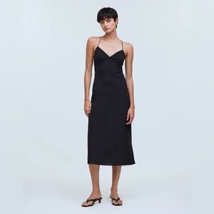 Madewell Layton Midi Slip Dress Size 8 in True Black NWT